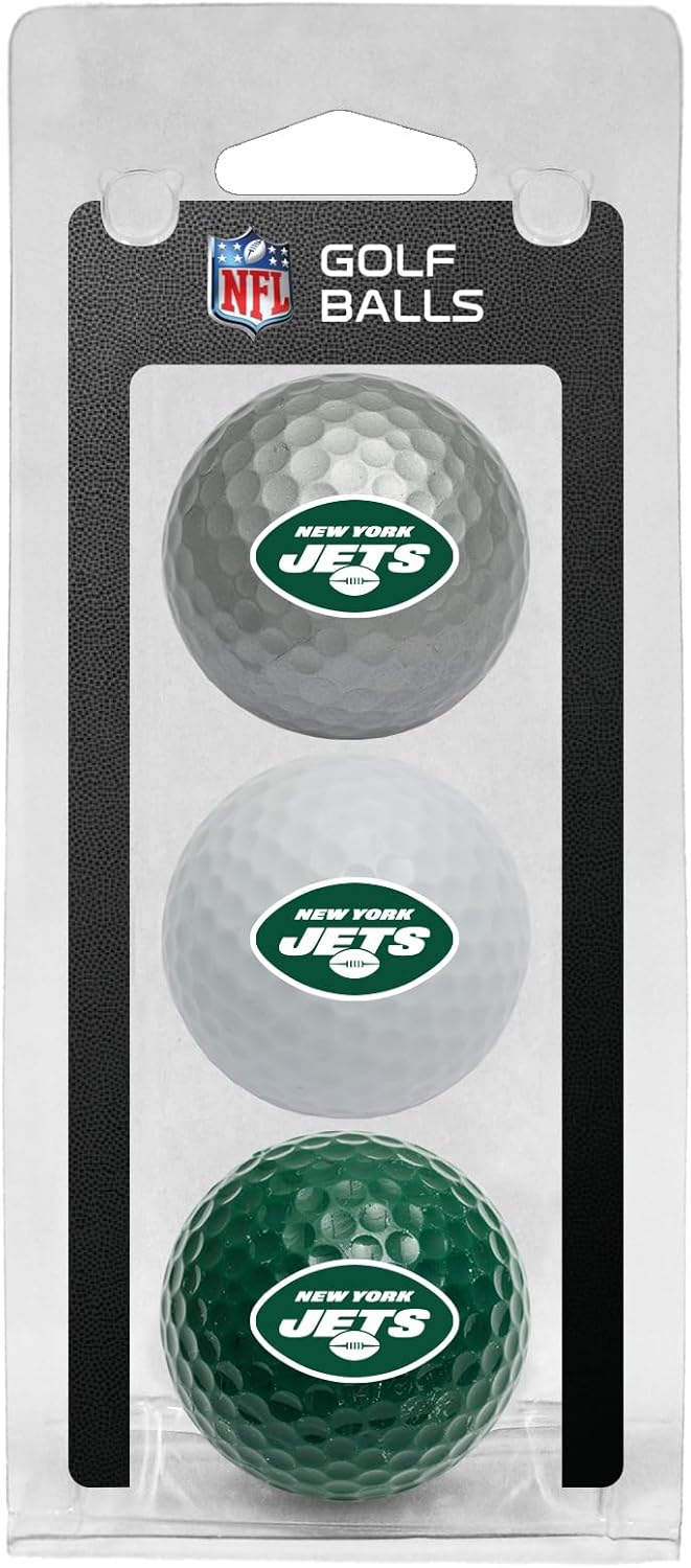Team Golf NFL New York Jets 3 Golf Ball Pack Regulation Size Golf Balls, 3 Pack, Full Color Durable Team Imprint