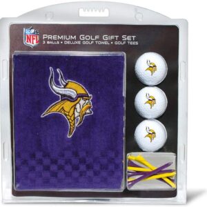 Team Golf Premium NFL Golf Gift Set: Embroidered Deluxe Golf Towel, 3 Golf Balls, and 14 Golf Tees (2-3/4″ Regulation)