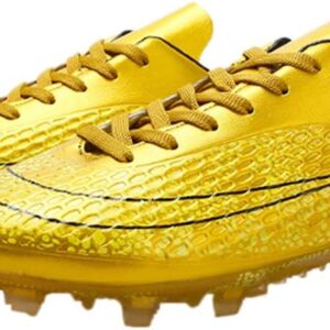 iFANS Men Athletic Outdoor/Indoor Soccer Football Shoes Boys Cleats Football Boots Shoes Gold