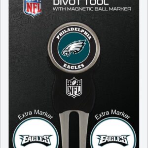 Team Golf NFL Divot Tool with 3 Golf Ball Markers Pack, Markers are Removable Magnetic Double-Sided Enamel