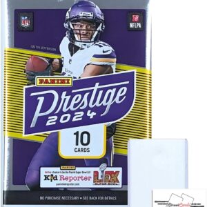 2024 Panini Prestige Football NFL Retail Pack with 10 Trading Cards + Toploader + STREETCARDS Magnet!