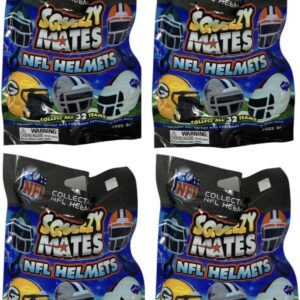 Party Animal Squeezymates Helmets 2025 Series 1 NFL Helmet Figures Blind Bags Gift Set Party Bundle – 4 Pack