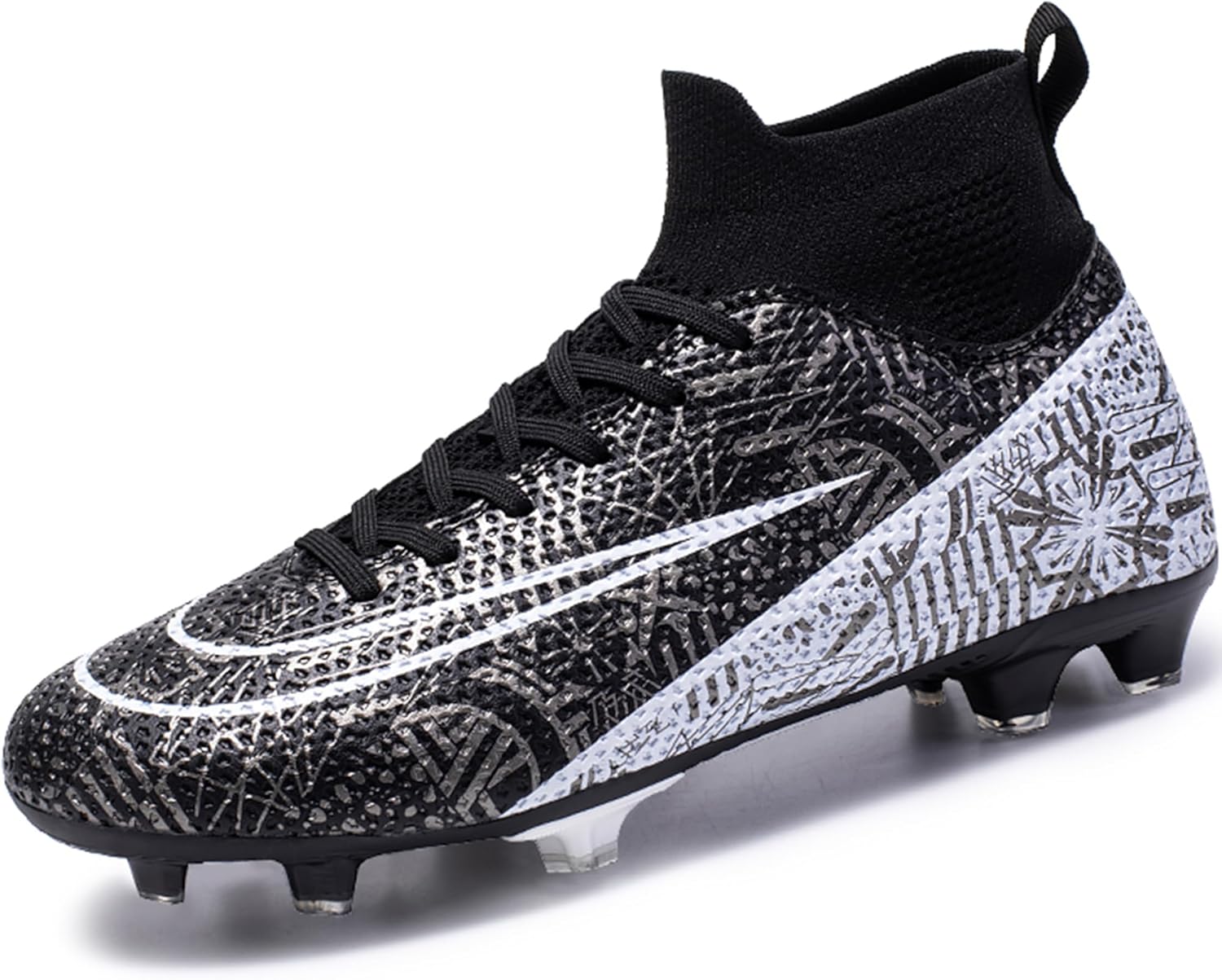 Men’s Soccer Shoes Football Cleats High-Tops Lace-Up Non-Slip Spikes Outdoor AG/FG Baseball Lacrosse Rugby Combat Boots