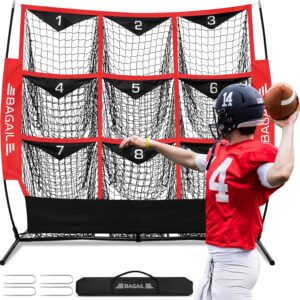 BAGAIL Football Throwing Net, 9 Target Pockets Football Net, QB Accuracy Trainer, Fun Practice Net for Football with Carry Bag