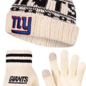 Ultra Game Adults Unisex NFL Official Super Soft Cable Knit Winter Beanie Knit Hat with Extra Warm Touch Screen Gloves