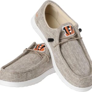 FOCO Men’s NFL Team Logo Lightweight Loafers Lace Up Cotton Knit Shoes