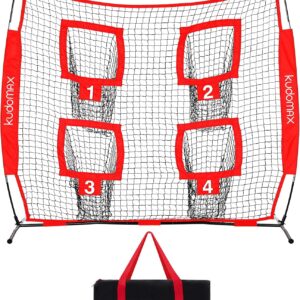 6 x 6ft Football Throwing Net with 4 Pockets, Improves Accuracy and Power, Quarterback Training Equipment Featured with Stable Base & Non-Slip Bow Legs by Thick Rubber Cover
