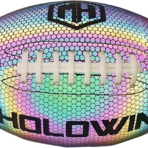 Holographic Luminous Light Up Reflective Football for Night Games & Training, Glowing in The Dark, Great American Football Toy Gifts for Boys, Kids, Men