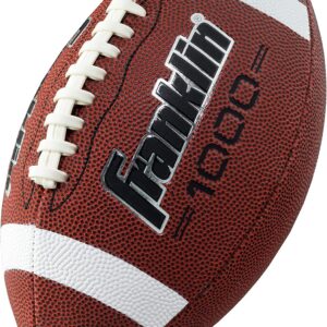 Franklin Sports Official Size Football – All-Weather 1000 Regulation Outdoor Football – Synthetic Leather Adult Size Football – Extra Grip Official Size Football – Brown + White