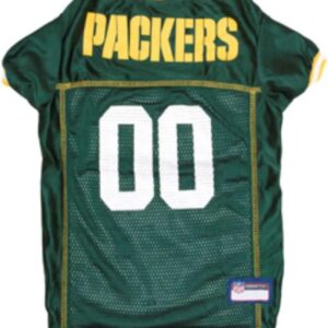 Pets First NFL Green Bay Packers Dog Jersey, Size Large. Best Football Jersey Costume for Dogs & Cats. Licensed Jersey Shirt