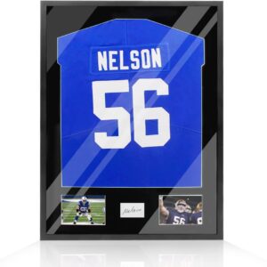 Snail 32″x24″ Jersey Frame Display Case Wooden Wall Mounted Matt Black Shadow Box for Baseball Basketball Football Soccer Hockey Sport Shirt, Plus Displaying Two Idol’s Photos and One Signature