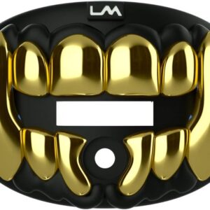 Loudmouth Football Mouth Guard – 3D Chrome Beast Football Mouthpiece, Fits Adult & Youth Ages 5+, Football Accessories Mouth Guard (3D Beast – Chrome Black/Gold)