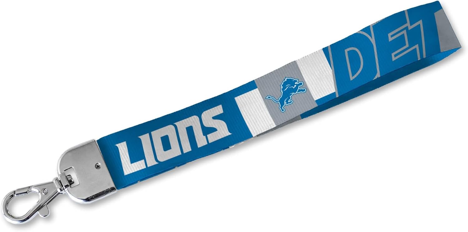 Rico Industries NFL Football Detroit Lions Wrist Lanyard Key Chain, Cute Wristlet Strap Keychain Holder for Women Men Car Keys ID Badges Card Wallet Phone Camera