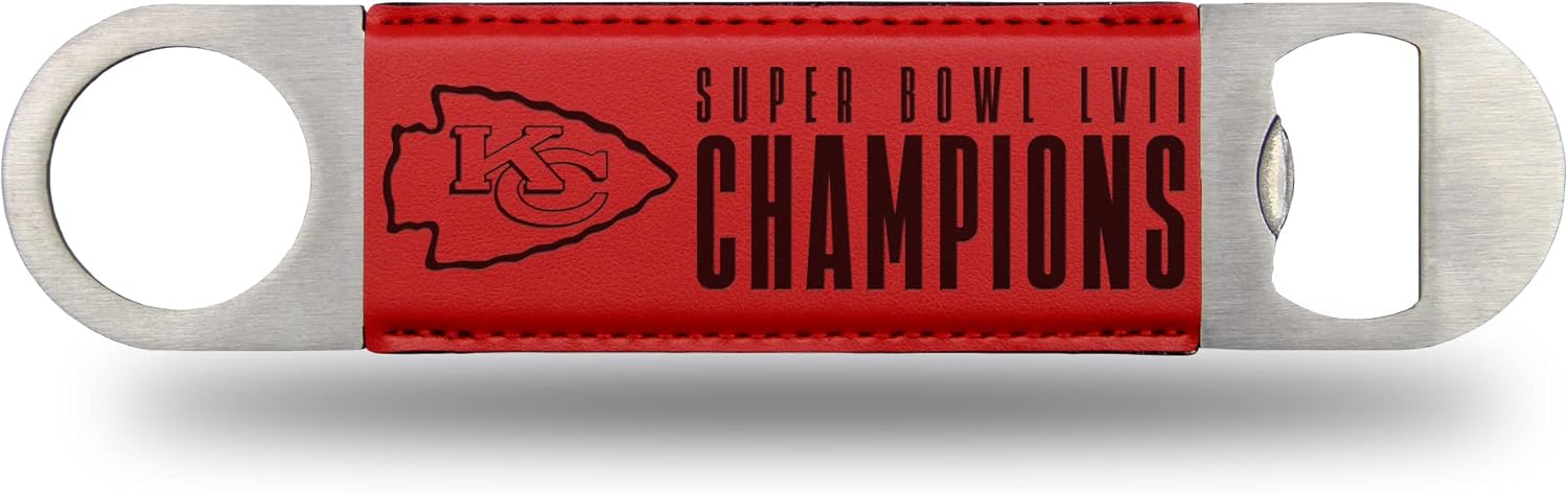 Rico Industries NFL Football Kansas City Chiefs 2023 Super Bowl Champions Faux Leather Laser Engraved Bar Blade – Great Beverage Accessory for Game Day