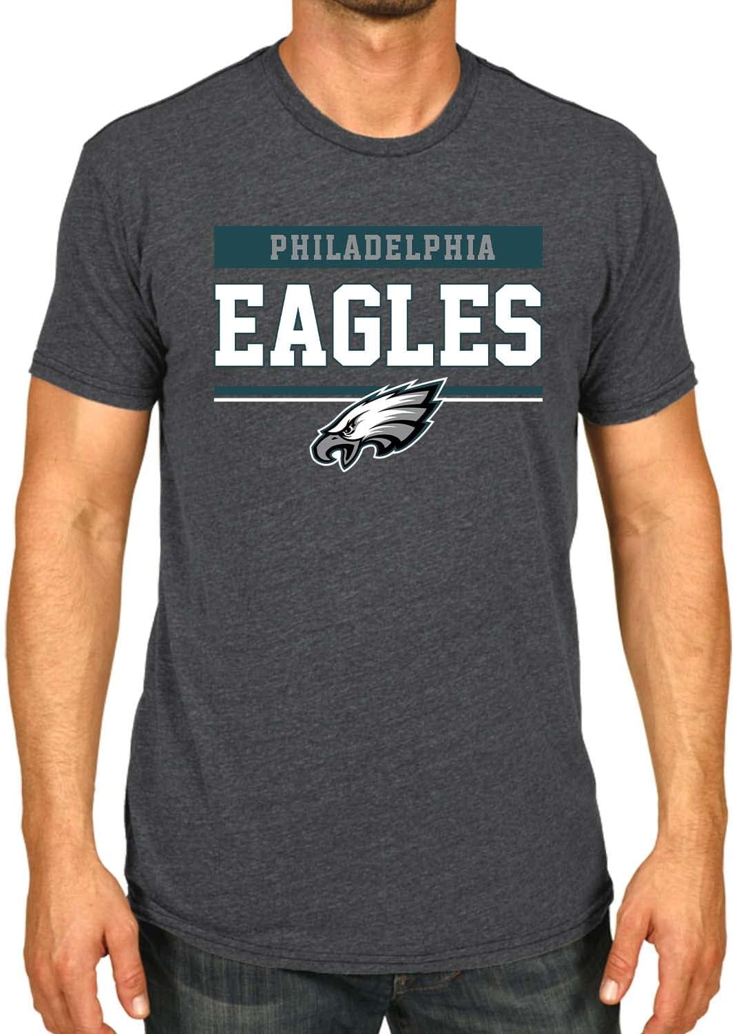 Team Fan Apparel NFL Adult Team Block Tagless T-Shirt – Cotton Blend – Charcoal – Perfect for Game Day – Comfort and Style