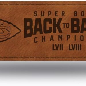 Rico Industries NFL Football Kansas City Chiefs Back to Back Champs Faux Leather Laser Engraved Bar Blade – Great Beverage Accessory for Game Day