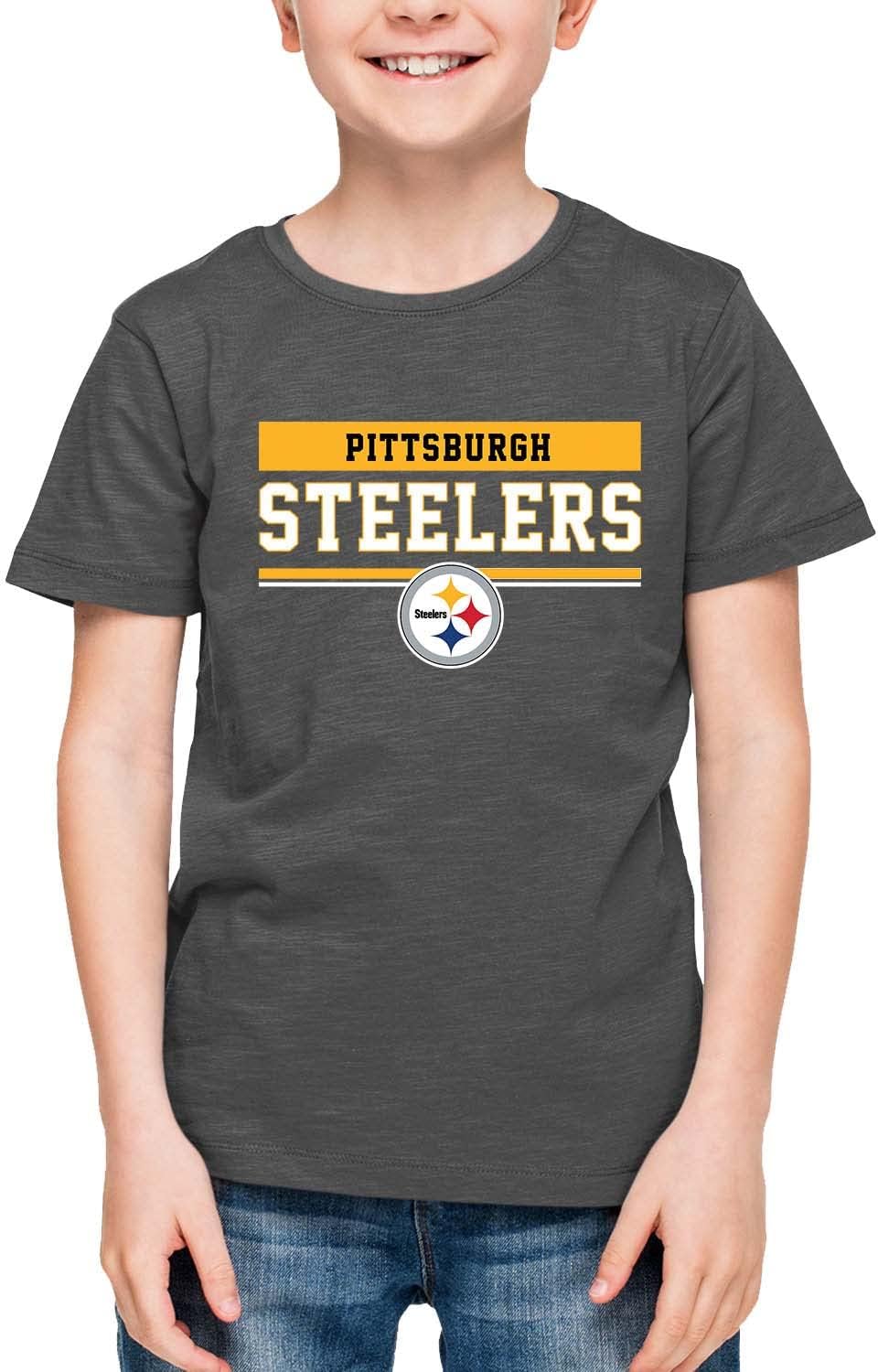 Team Fan Apparel NFL Youth Short Sleeve Charcoal T Shirt, Kids Sports Tee, Unisex Team Gear for Boys and Girls