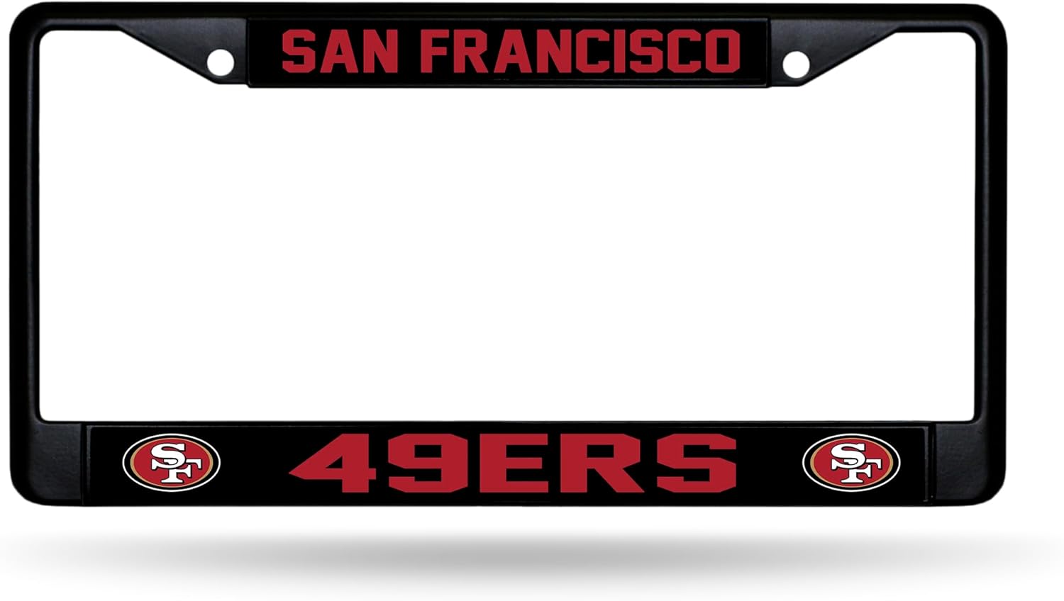 Rico Industries NFL Football San Francisco 49ers Black Chrome Frame with Printed Inserts 12″ x 6″ Car/Truck Auto Accessory