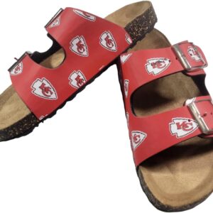 FOCO NFL Team Kansas City Chiefs Double Strap Suede Insole Cork Sandals