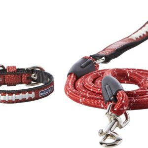 NFL Seattle Seahawks Pebble Grain Toy Football Collar & Medium Leash Gift Pack, One Size, Brown