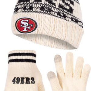 Ultra Game Youth NFL Official Super Soft Cable Knit Winter Beanie Knit Hat with Extra Warm Touch Screen Gloves
