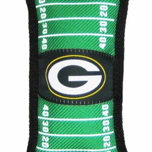 NFL Football Field DOG TOY with Squeaker. – GREEN BAY PACKERS – For Tug, Toss, and Fetch. – Tough & Durable PET TOY