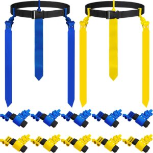 Hungdao 12 Players Flag Football Belts and Flags Set Adjustable Football Belt for Kids Teens Adult Indoor Outdoor Training