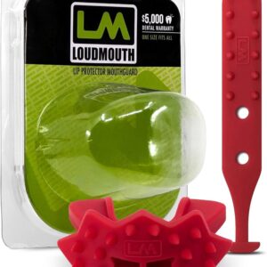 Loudmouth Football Mouth Guard – 3D SpikeSurge Football Mouthpiece with Strap, Fits Adult & Youth, Mouth Guard Football Accessories (Falcon Red)