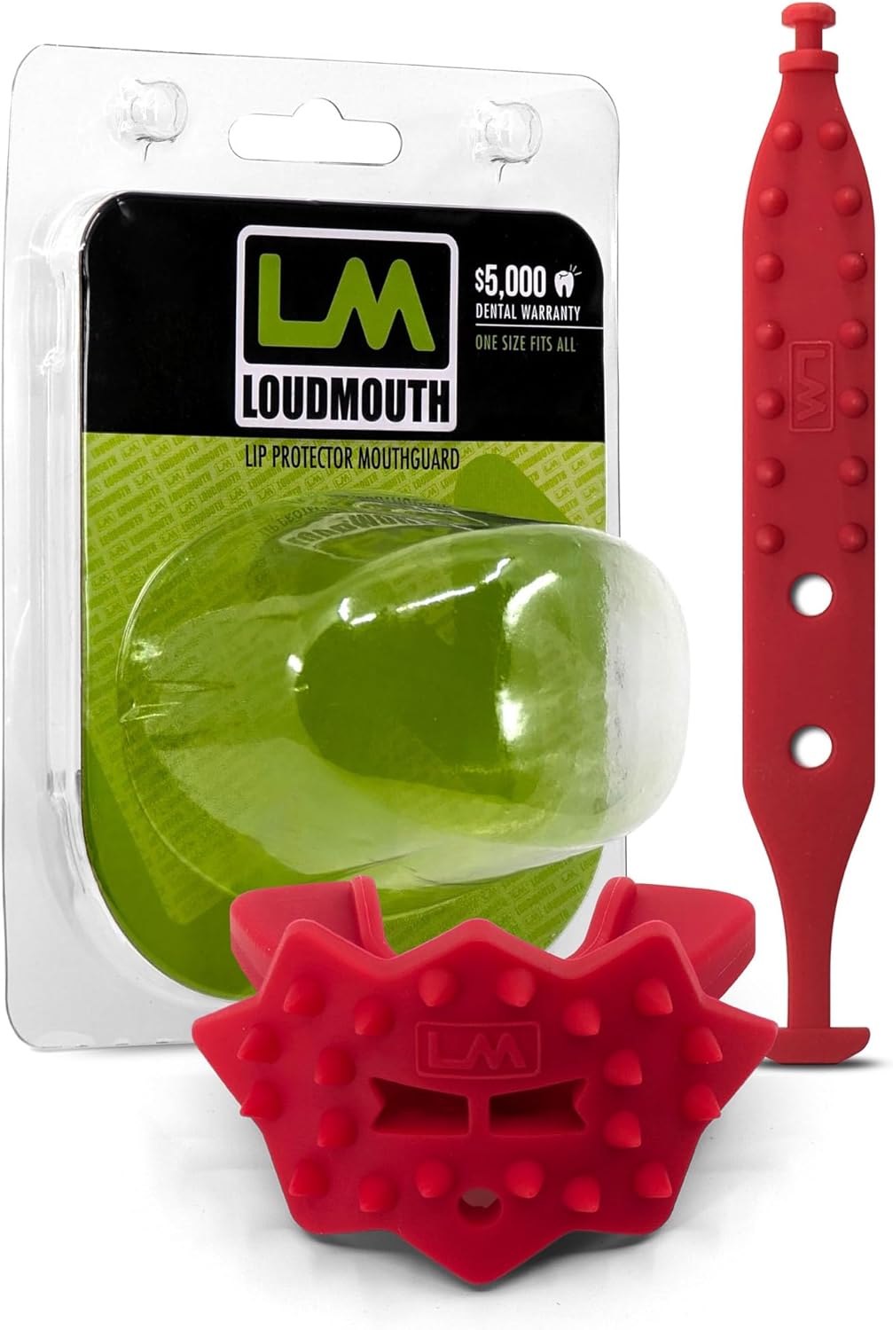 Loudmouth Football Mouth Guard – 3D SpikeSurge Football Mouthpiece with Strap, Fits Adult & Youth, Mouth Guard Football Accessories (Falcon Red)