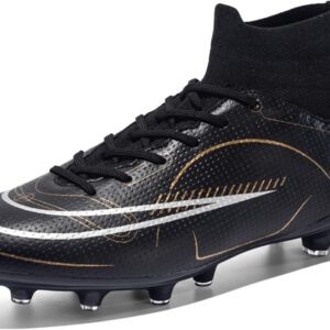 Men’s Soccer Shoes Football Cleats High-Tops Lace-Up Non-Slip Spikes AG/FG