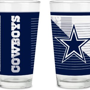 Rico Industries NFL Football Main 16 oz Pint Glasses with Digitally Printed Logo, Practical Set of 2 Classic Drinking Glasses, Dishwasher Safe