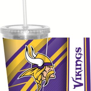 Rico Industries NFL Football 16oz Clear Tumbler W/Straw for NFL Fans