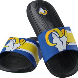 FOCO NFL Men’s Striped Big Logo Raised Slide Sandal