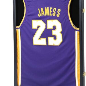 Jersey Display Frame Case, Large Lockable Shadow Box Sports Jersey Frame with 98% UV Protection Acrylic and Hanger for Baseball Basketball Football Shirt