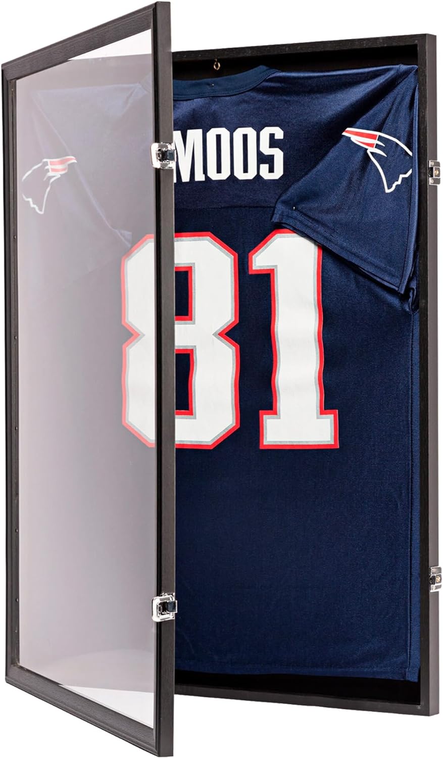 Jersey Frame Display Case – Sports Jersey Display Frame with 98% UV Protection for Football, Baseball, Basketball, Hockey, Soccer, Uniform & T-Shirt – Lockable & Durable Frame (Blk/SLV)