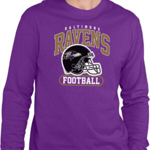 Hybrid Sports NFL – Arched Team Helmet – Officially Licensed Adult Long Sleeve Jersey Fan T-Shirt for Men & Women