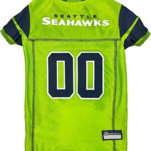 NFL Seattle Seahawks Color Rush Dog Jersey, Size: Large. Color Rush Jersey, Cool and Sporty Dog Shirt, Best Football Jersey Costume for Dogs & Cats. Licensed Jersey Shirt.