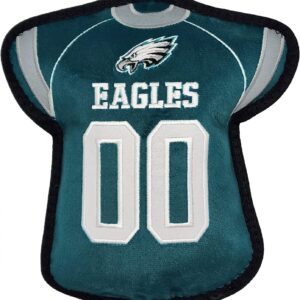 The 1st Ever Tough but Smooth Dog Toy NFL Philadelphia Eagles Football Jersey Tough Pet Toy. A Premium Quality Doggie Toy with Built-in Squeaker. Sports Fans Favorite Chew Toy
