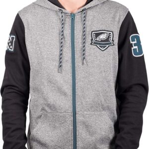 Ultra Game NFL Men’s Super Soft Supreme Full Zip Varsity Hoodie Sweatshirt Jacket