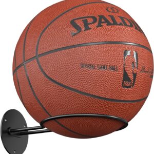 Ball Storage Holder Wall Mount: Black Room Decor for Basketball, Rugby, Soccer, Football, Baseball Display Rack – Boys Sports Accessories Organizer