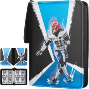 Football Card Binder 400 Pockets 2024, Trading Card Binder Compatible with Sports Cards, Soccer Card Binder with 50 Removable Pages, Holder for Collector for NFL Football Cards, Blue-black