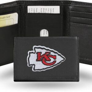 Rico Industries NFL Embroidered Genuine Leather Tri-fold Wallet 3.25″ x 4.25″ – Slim