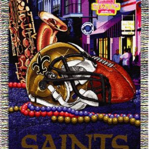 Northwest NFL New Orleans Saints Unisex-Adult Woven Tapestry Throw Blanket, 48″ x 60″, Home Field Advantage